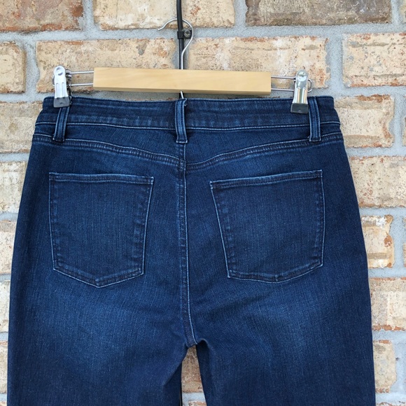 Talbots Flawless Stretchy Black Velvet Trim Sides Blue Wash Slim Ankle Jeans 6 - Picture 7 of 16